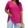 thumbnail image 6 of Posijego XL-5XL Womens Plus Size Tops Short Sleeve V Neck Casual T-Shirts Loose Summer Tunic Blouse for Women, 6 of 7