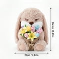 thumbnail image 3 of Grumpy Bunny Stuffed Animal with Bouquet, 11.8'' Soft Rabbit Plush with Floppy Ears, Easter Decor for Home, Ideal Birthday Gift for Kids and Adults, 3 of 6
