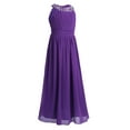 thumbnail image 2 of DPOIS Kids Flower Girl Dress Maxi Sleeveless Rhinestone Wedding Party Chiffon Ball Gown Purple 14, 2 of 6