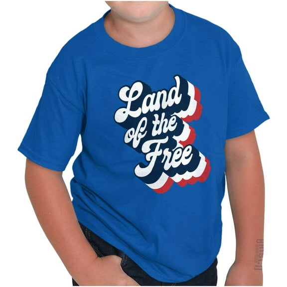 American Land of the Free Patriotic Crewneck T Shirts Boy Girl Teen Brisco Brands XS