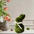 thumbnail image 4 of SLYNSHome Easter Flocked Rabbit Short Furry Velvet Bunny Statue Decor Artificial Moss Stuffed Rabbit Dolls for Holiday Table Spring Summer Figurines Garden Decoration, 4 of 6