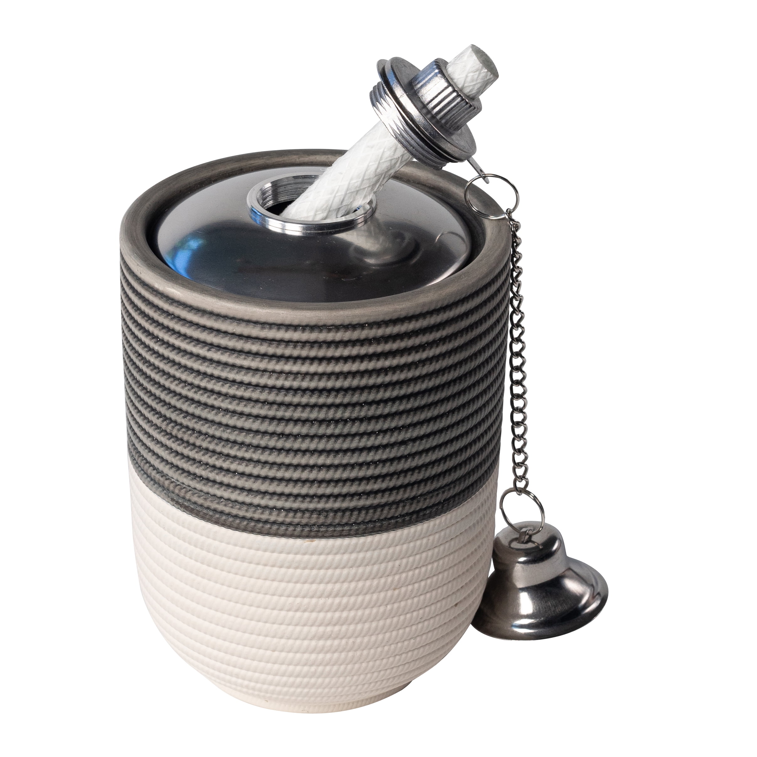 Better Homes & Gardens Two-Tone Ceramic Tabletop Outdoor Torch, White & Gray