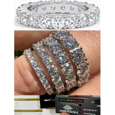 "Real Moissanite Eternity Band Wedding Ring | Passes Diamond Tester | 925 Silver | 2-5mm"