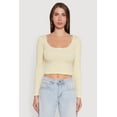 thumbnail image 2 of Women's Lace Detail Scoop Neck Long Sleeve Crop Top, 2 of 5