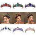thumbnail image 3 of Joyas de boda europeas y americanas, corona de diamantes de imitación vintage, accesorios para el cabello de cumpleaños de princesa, corona de novia de cristal rojo de lujo de palacio, 3 of 6