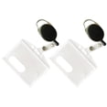 thumbnail image 1 of 2 Pcs Porte-Cartes d'Identité Transparent Protecteur de Badge Durable avec Mousqueton Rétractable, 1 of 5