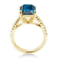 thumbnail image 3 of Gem Stone King 4.26 Ct London Blue Topaz White Created Sapphire 18K Yellow Gold Plated Silver Ring, 3 of 6
