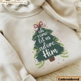 thumbnail image 2 of Embroidered Oh Come Let Us Adore Him Sweatshirt, Religious Christmas Church Shirt, Christian Christmas, Retro Glitter Holiday Sweater, 2 of 5