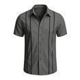 thumbnail image 3 of SHTXOZHI Men's Cuban Guayabera Shirt Short Sleeve Button Down Plus Size Shirts Wedding Summer Beach Tops, 3 of 6