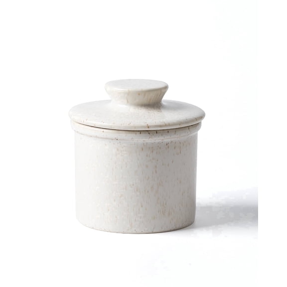 XELA Butter Crock, Ceramic Butter Dish with Lid Keep Butter Spreadable, Speckled White