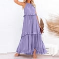 thumbnail image 3 of Long Summer Dresses for Women Sleeveless Halter Maxi Dress Flowy Ruffle Sundress (Purple XXL), 3 of 8