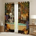 thumbnail image 2 of Manfei Funny Skeleton Black Out Curtains for Adult, Bohemian Damask Curtains Pack of 2 (42x63 Each), Retro Western Halloween Bedroom Curtains, Curtains and Drapes Bedroom Decor, 2 of 6