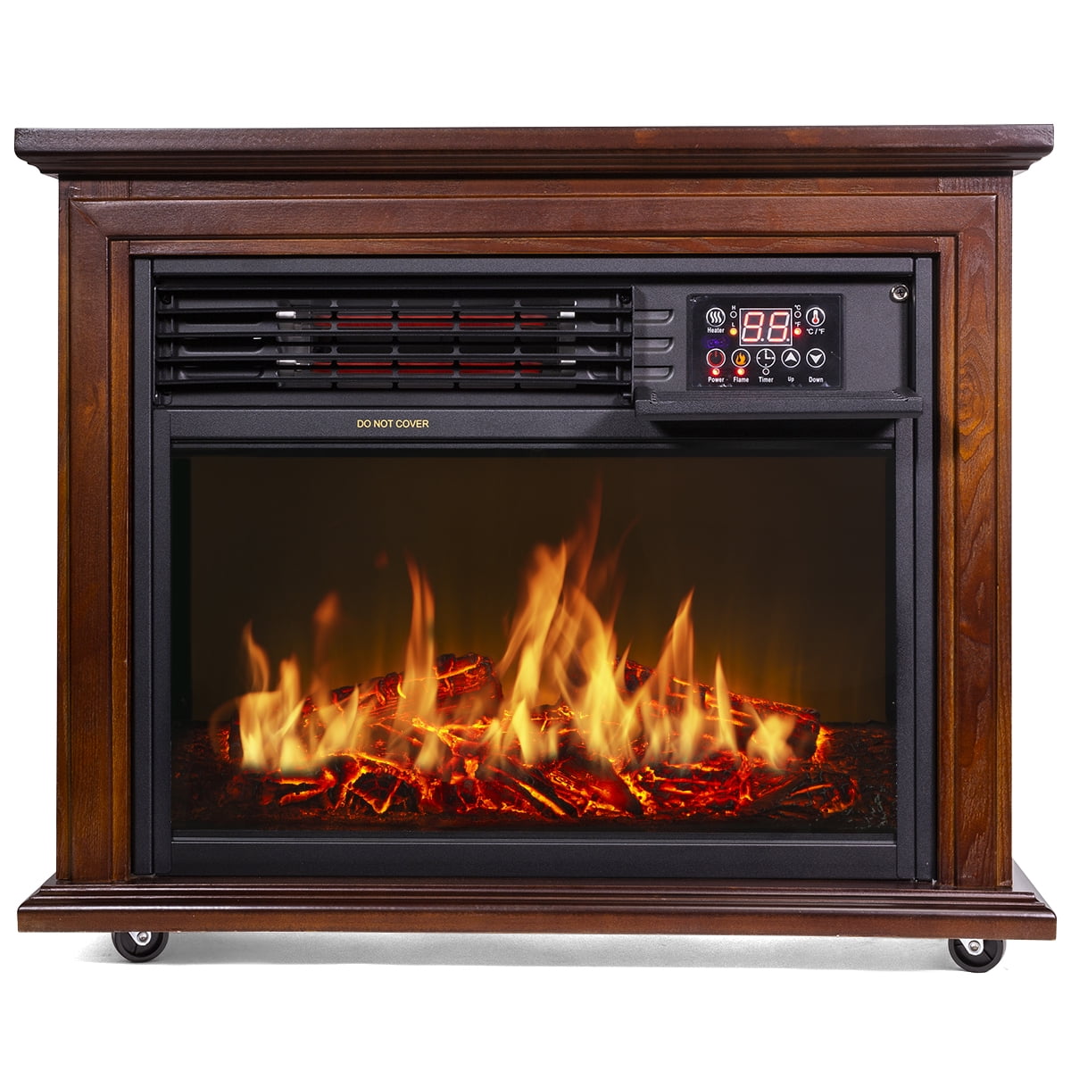 XtremepowerUS Electric Fireplace Heater Infrared Quartz Timer Remote  Controller with Caster, 1500W - Walmart.com