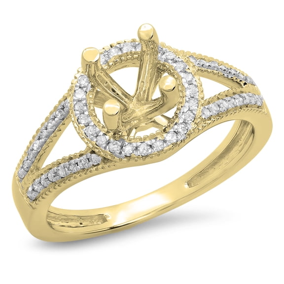 Dazzlingrock Collection 0.20 Carat (ctw) 14K Round White Diamond Bridal Semi Mount Engagement Ring 1/5 CT, Yellow Gold, Size 5