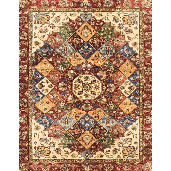 Ahgly Company Indoor Rectangle Abstract Fire Brick Red Abstract Area Rugs, 3' x 5'