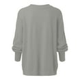 thumbnail image 6 of Women's Fashion Casual Round Neck Long Sleeve Cable Knit Sweater Top for Fall and Winter, Cozy and Classic, Perfect for Cool Weather,Gray,Size XL, 6 of 6