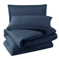 thumbnail image 5 of Virtu 3pc Duvet Cover Set, Luxury Microfiber Bedding Set Queen with Pillow Shams, Navy Blue, 5 of 10