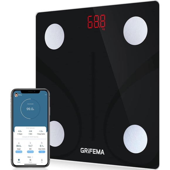 GRIFEMA GA2001 - Báscula de pesaje para peso corporal y grasa, báscula digital de baño, básculas de