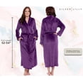 thumbnail image 3 of Silver Lilly Womens Robe - Plush Fleece Bathrobe - Full Length Robe with Shawl Collar - Dark Purple, 3X-Large, 3 of 6
