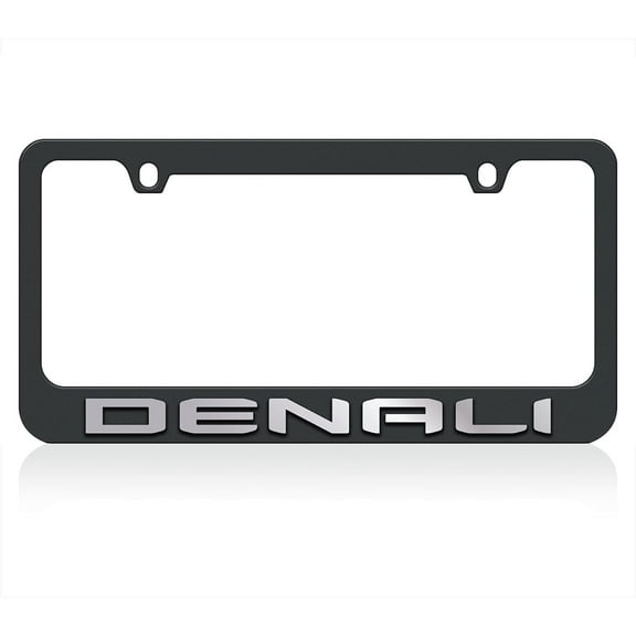 Chrome GMC Denali Black DC Logo Premium Stainless Steel License Plate Frame