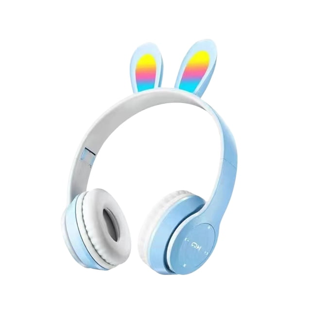 Pisexur - Auriculares Bluetooth plegables con inserción de tarjeta para hombre, con diseño de orejas, coloridos y luminosos, para niños, organizador de electrónica.