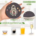 thumbnail image 2 of Yayeee 6 PCS Drink Coasters with Holder Set Woven Absorbent Round Tabletop Hot Pad, Pink Astronaut Planet, 2 of 7