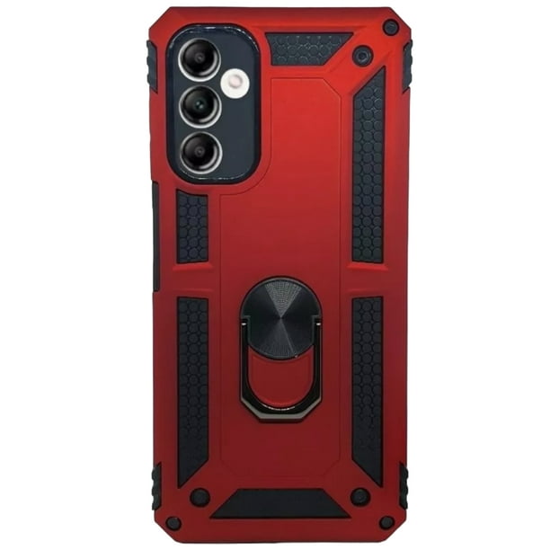 Funda Uso Rudo Con Anillo Magnético Para Samsung A14 Rojo Más 2 Micas De Cristal