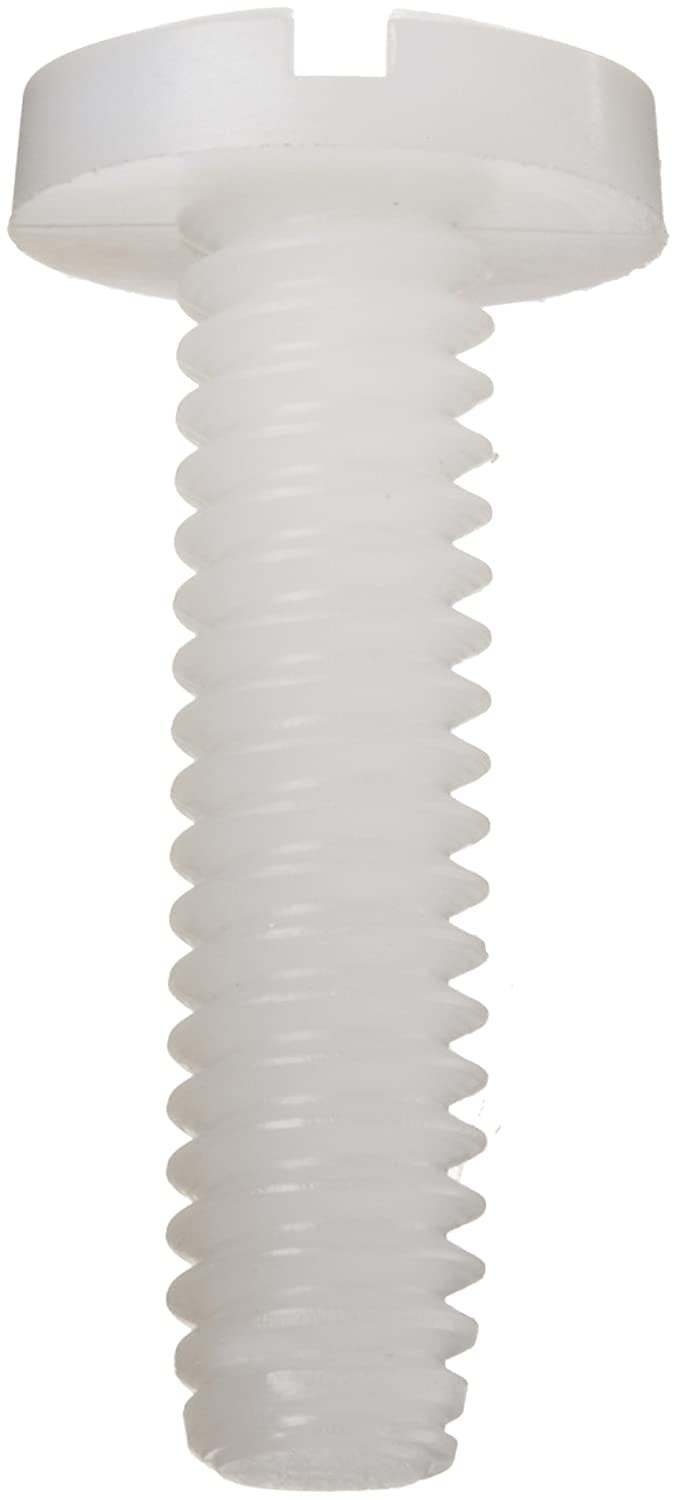 Nylon 6/6 Machine Screw 1/8 Length Pack of 100 Plain Finish Fully Threaded Meets ASTM D4066/ASTM D6779 2-56 Threads Slotted Drive Off-White Binding Head