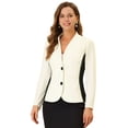 thumbnail image 1 of INSPIRE CHIC Chaqueta de oficina de trabajo para mujer Botones Manga larga Blazer de color en contraste blanco XL, 1 of 5