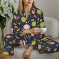 thumbnail image 6 of Rateoe Frog And Flowers Pattern Womens Pajamas Set Long Sleeve Sleepwear Button Down Nightwear Soft Cotton Pj Lounge Sets-Large, 6 of 7