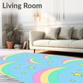 thumbnail image 2 of ODIKA 3'x5' Machine Washable Non-Slip Area Rug, Enchanted Sky with Arc Shaped Rainbows and Scattered Details High Traffic Rug with Pad, Blue, 645408, 2 of 8