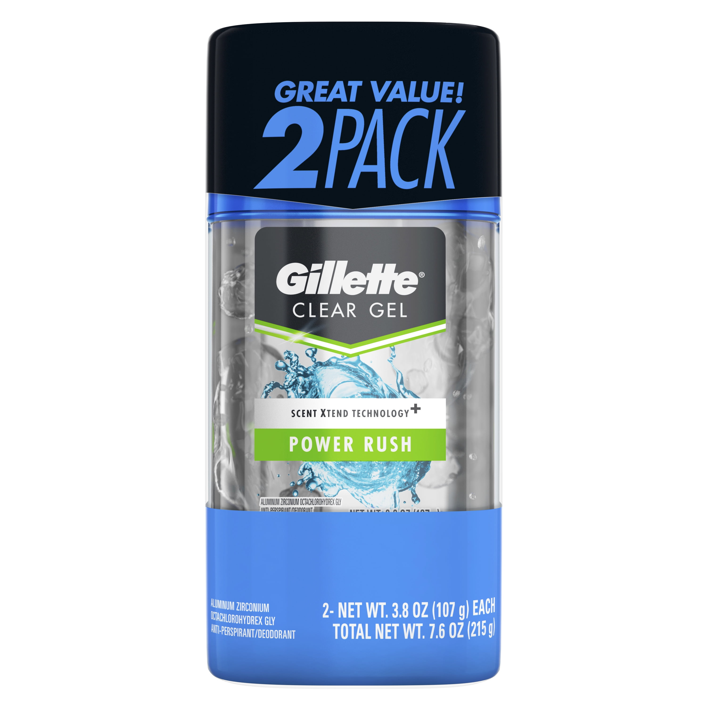 Gillette Antiperspirant Deodorant for Men Clear Gel Power Rush 72