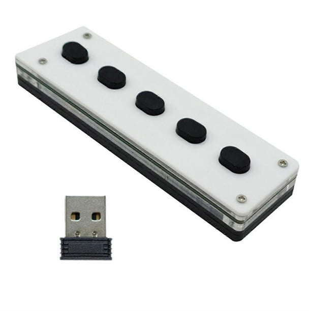 Silent Silicone Bluetooth Custom Programming Macro Keyboard 5-Keys Macropad Copy Paste USB Keypad, Bluetooth+Wireless