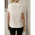 thumbnail image 4 of Am Direct Women's Crew Neck Short Sleeve Eyelet Embroidery Casual Holiday T-Shirt, 4 of 6