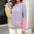 thumbnail image 3 of Gibobby Suéter de Mujer Suéter de punto con cuello Rojoondo y tendencia de moda (Morado, S), 3 of 4
