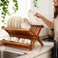 thumbnail image 2 of Utoplike Teak Dish Drainer Rack Collapsible 2 Tie, 2 of 7