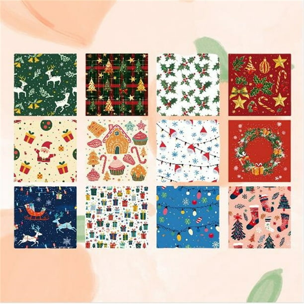 12 hojas de papel con estampado floral navideño | Material para manualidades DIY para envolver regalos y decorar fiestas | Recortable y moldeable para fiestas y celebraciones