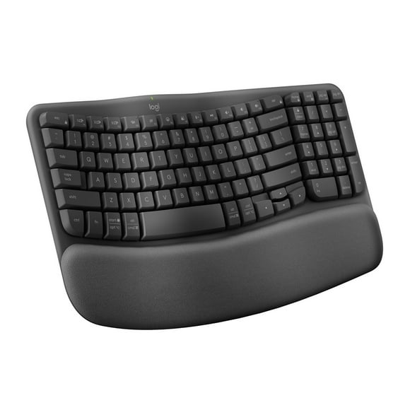 Logitech Wave Keys Wireless Ergonomic Keyboard with Cushioned Palm Rest - Graphite