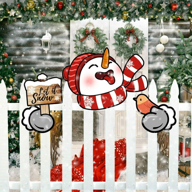 Adornos navideños, adornos para árboles de Navidad, regalos navideños, valla navideña, letrero colgante, decoración para patio, exterior, tablero hueco, muñeco de nieve, placas decorativas.