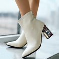 thumbnail image 3 of NECHOLOGY Botas Mujer Adulto Femenino Zapatos Botines para mujer Botas de tacón grueso con punta en punta para mujer, zapatos sexis de sintética con tacón , botines de trabajo para mujer (Beige, 7), 3 of 7