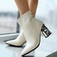 thumbnail image 3 of NECHOLOGY Botas Mujer Adulto Femenino Zapatos Botines para mujer Botas de tacón grueso con punta en punta para mujer, zapatos sexis de sintética con tacón , botines de trabajo para mujer (Beige, 8), 3 of 7