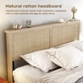 thumbnail image 6 of Natural Rattan Queen Bed Frame with Wooden Headboard and 2 Storage Drawers and LED Light, Boho Cane Bed Metal Platform Bed with Strong Wooden Slat, Noise Free, 6 of 6
