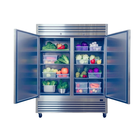 Commercial Reach in Refrigerator, 54" x 32" x 81 1/2", 42 Cubic Ft, Double Door Stainless Steel Fridge, NSFcertified