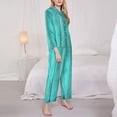 thumbnail image 3 of Picia Turquoise Wooden2 Pattern Women’s Long-Sleeve Sleepwear Set - Soft 2-Piece Loungewear with Pockets, Comfy PJs for Relaxing Nights-XX-Large, 3 of 7