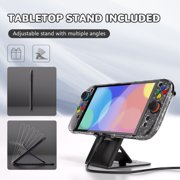 PlayVital Clear Series Protective Case for Nintendo Switch 2, Anti-Scratches Hard Shell Dockable Grip Cover with Extra Foldable Stand & Thumb Grips - Clear Glitter Silver