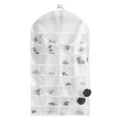 White 32 Slots Double Sided Jewelry Hanging Organizer Non-Woven Fabric Earrings Necklace Jewelry Display Holder Bag