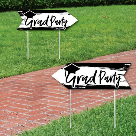 Black and White Grad - Best is Yet to Come - Graduation Party Sign Arrow - Double Sided Directional Yard Signs - Set (Best Selling Yard Sale Items)
