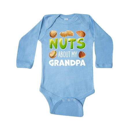 

Inktastic Nuts About My Grandpa Peanut Almond Pistachio Gift Baby Boy or Baby Girl Long Sleeve Bodysuit