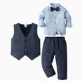 thumbnail image 2 of Emitonse Toddler Boy Gentleman Outfits Boys Suit Long Sleeve Shirt Trousers Gentleman Bow Tie Soft Delicate Navy,Size 1-2 Years, 2 of 9