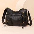 thumbnail image 2 of Bolso de hombro de cuero de PU retro para mujer Bolso de cartera vintage versátil de gran capacidad, 2 of 9